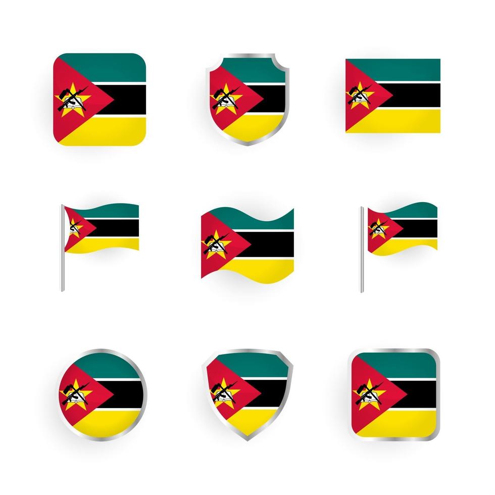 mozambique flagga ikoner set vektor