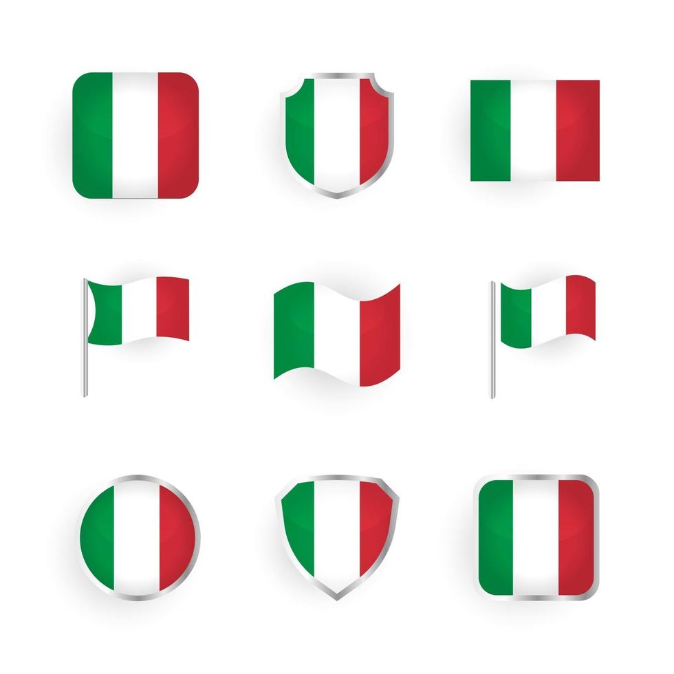 Italien flagga ikoner set vektor