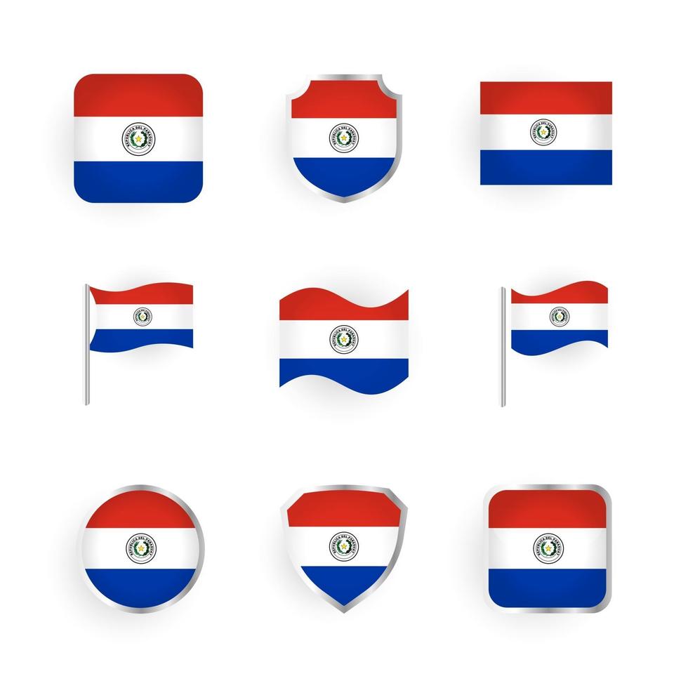 paraguay flagga ikoner set vektor