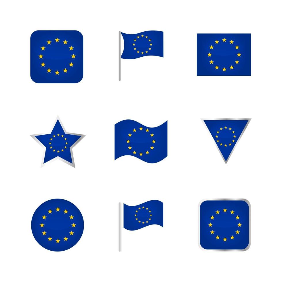 europas flagga ikoner set vektor