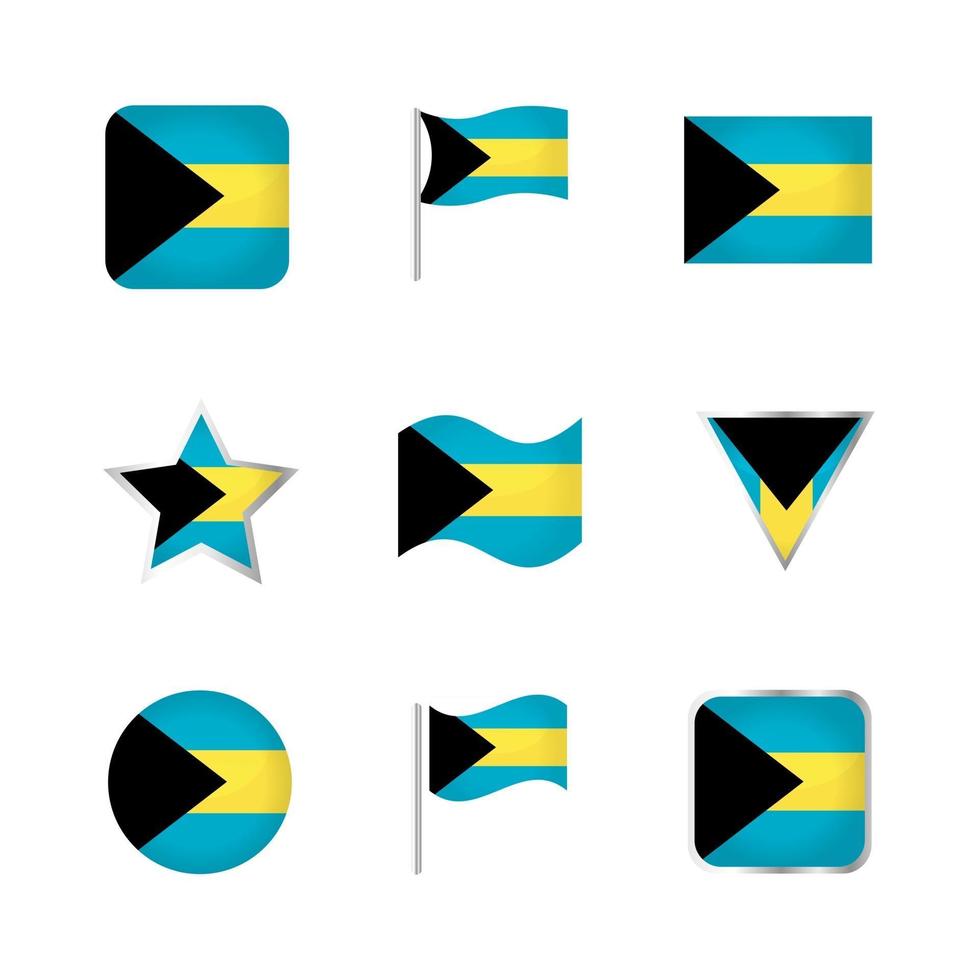 Bahamas flagga ikoner set vektor