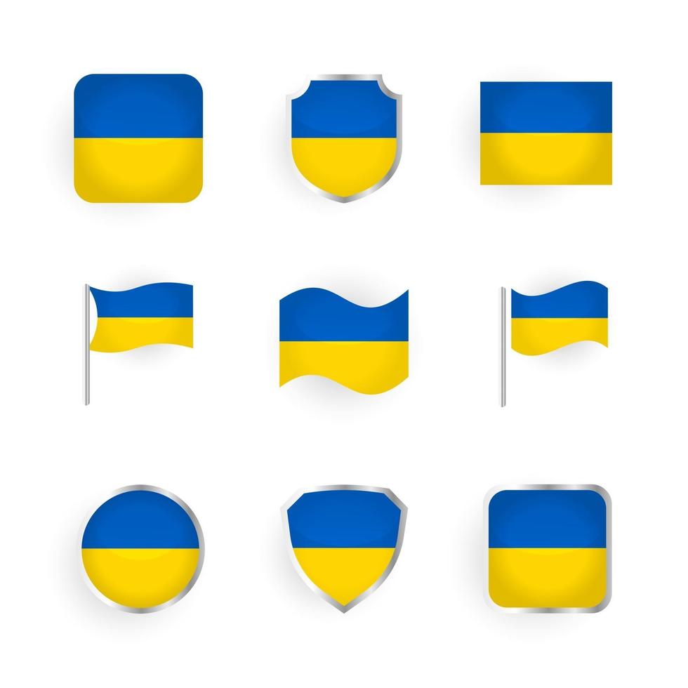 Ukraina flagga ikoner set vektor