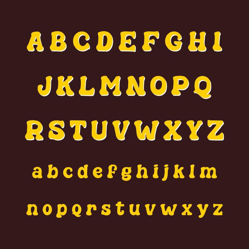 modern groovy alfabetet teckensnitt a till z vektor