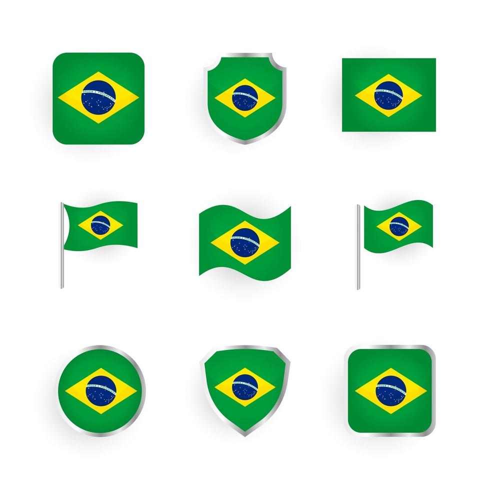 Brasilien-Flagge-Icons gesetzt vektor