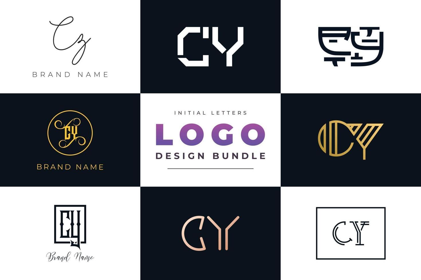 uppsättning samling initiala bokstäver cy logo design. vektor