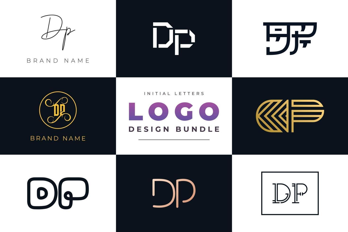 uppsättning samling första bokstäver dp logo design. vektor