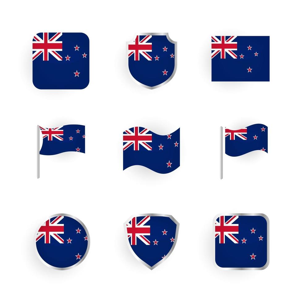 Nya Zeeland flagga ikoner set vektor