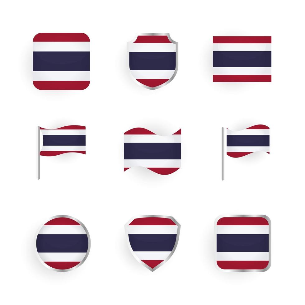 Thailand flagga ikoner set vektor