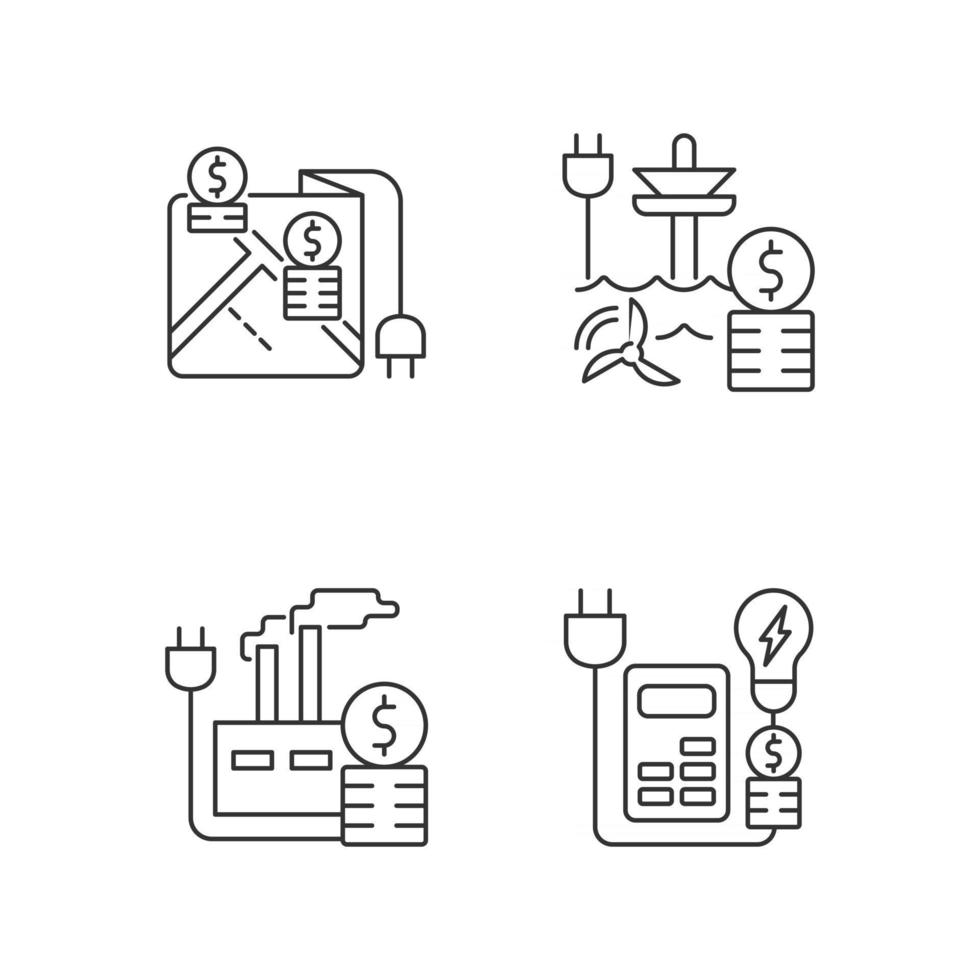 Lineare Symbole für den Kauf von Strom für elektrische Energie gesetzt vektor