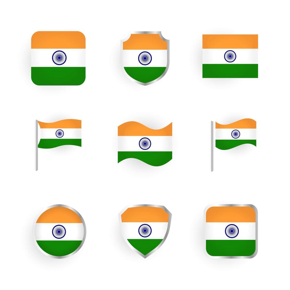 Indien flagga ikoner set vektor