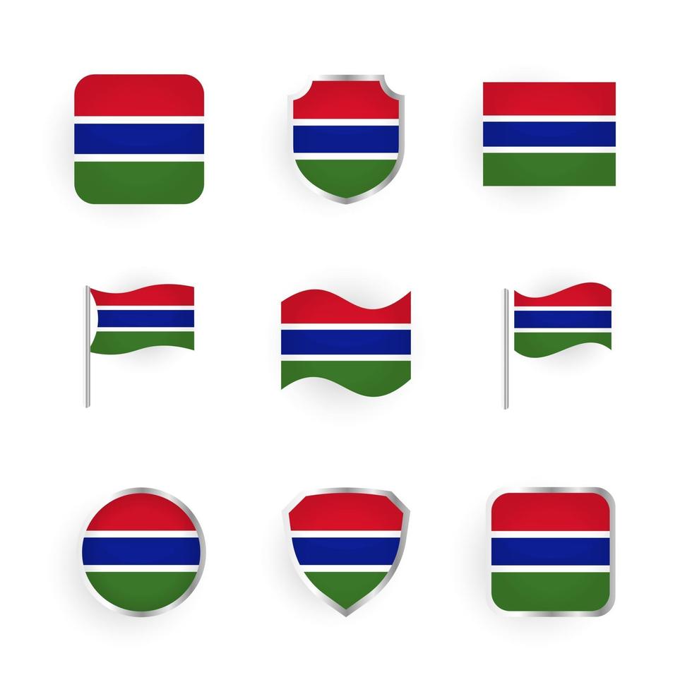 gambia flagga ikoner set vektor