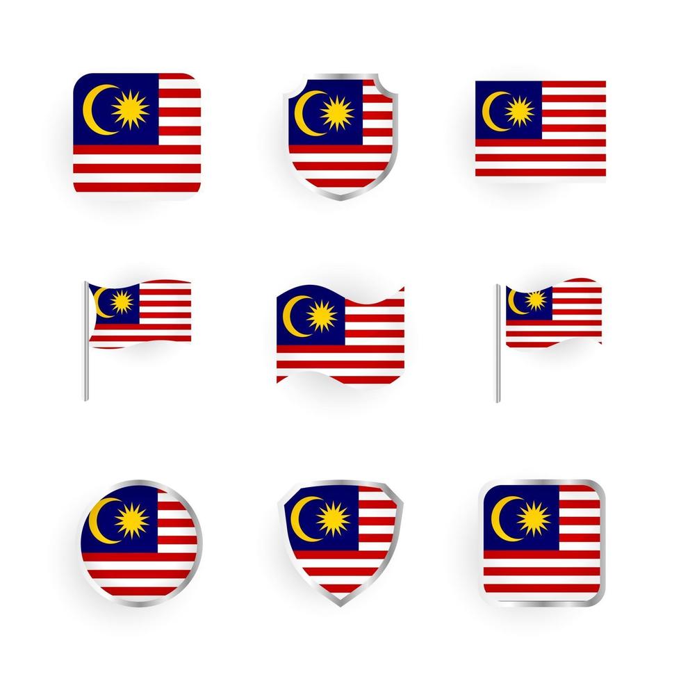 Malaysia flaggikoner set vektor