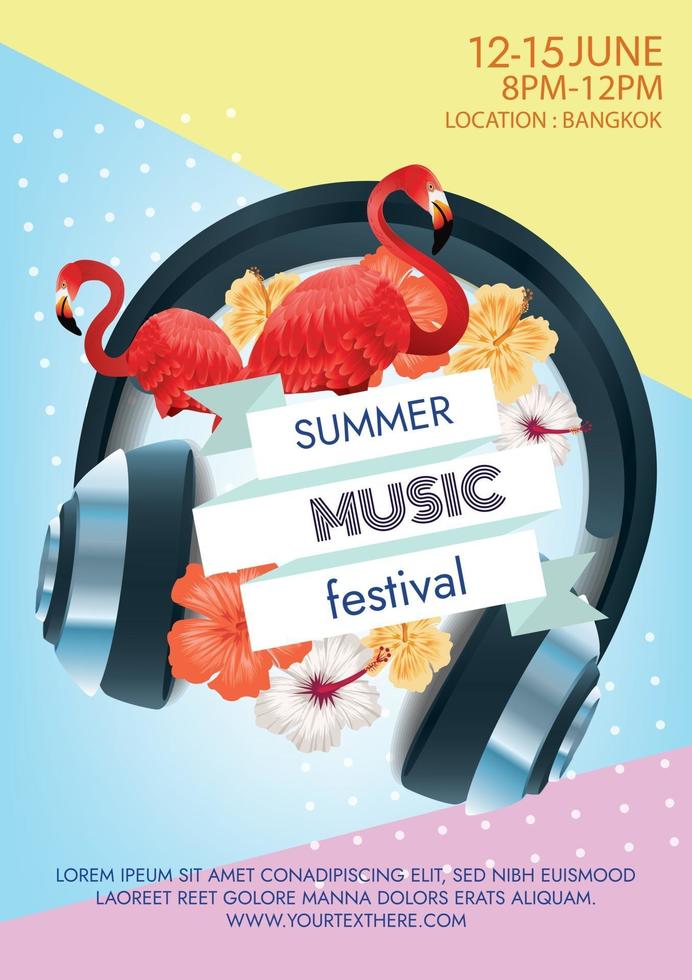 Sommer tropisches Musikfestival Poster für Party vektor