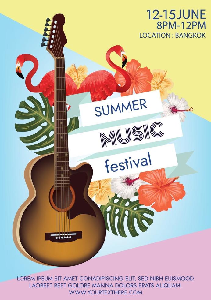 tropisk sommar musikfestival affisch för fest vektor