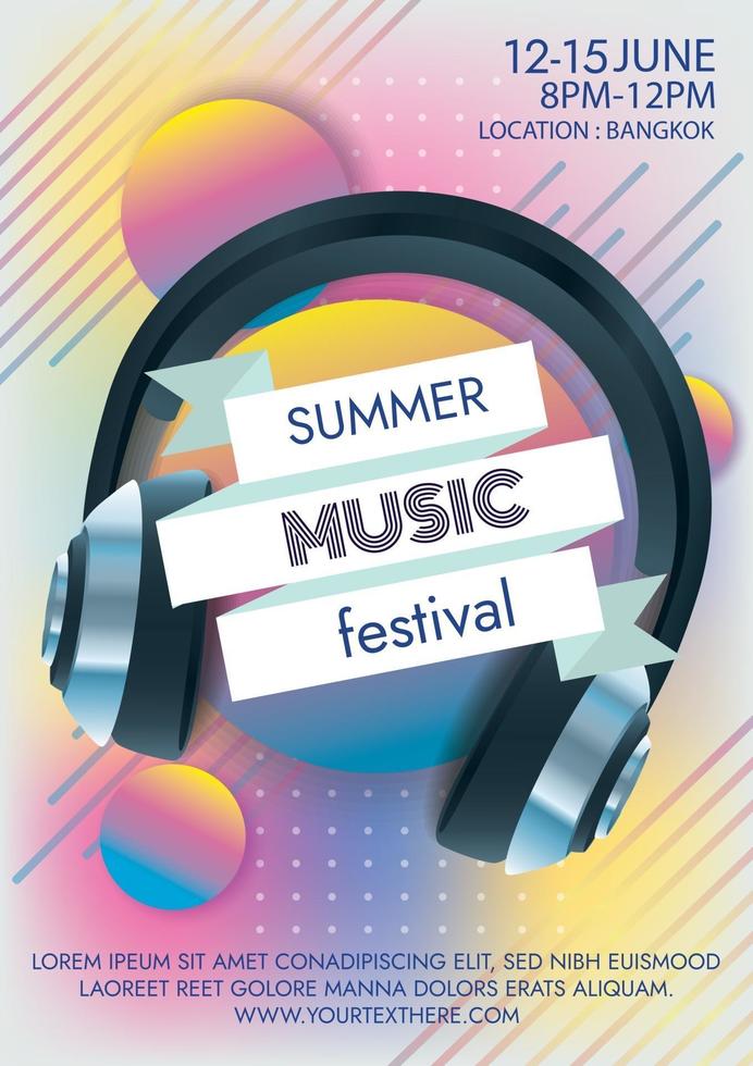 Musikfestival Sommerparty Poster für Party vektor