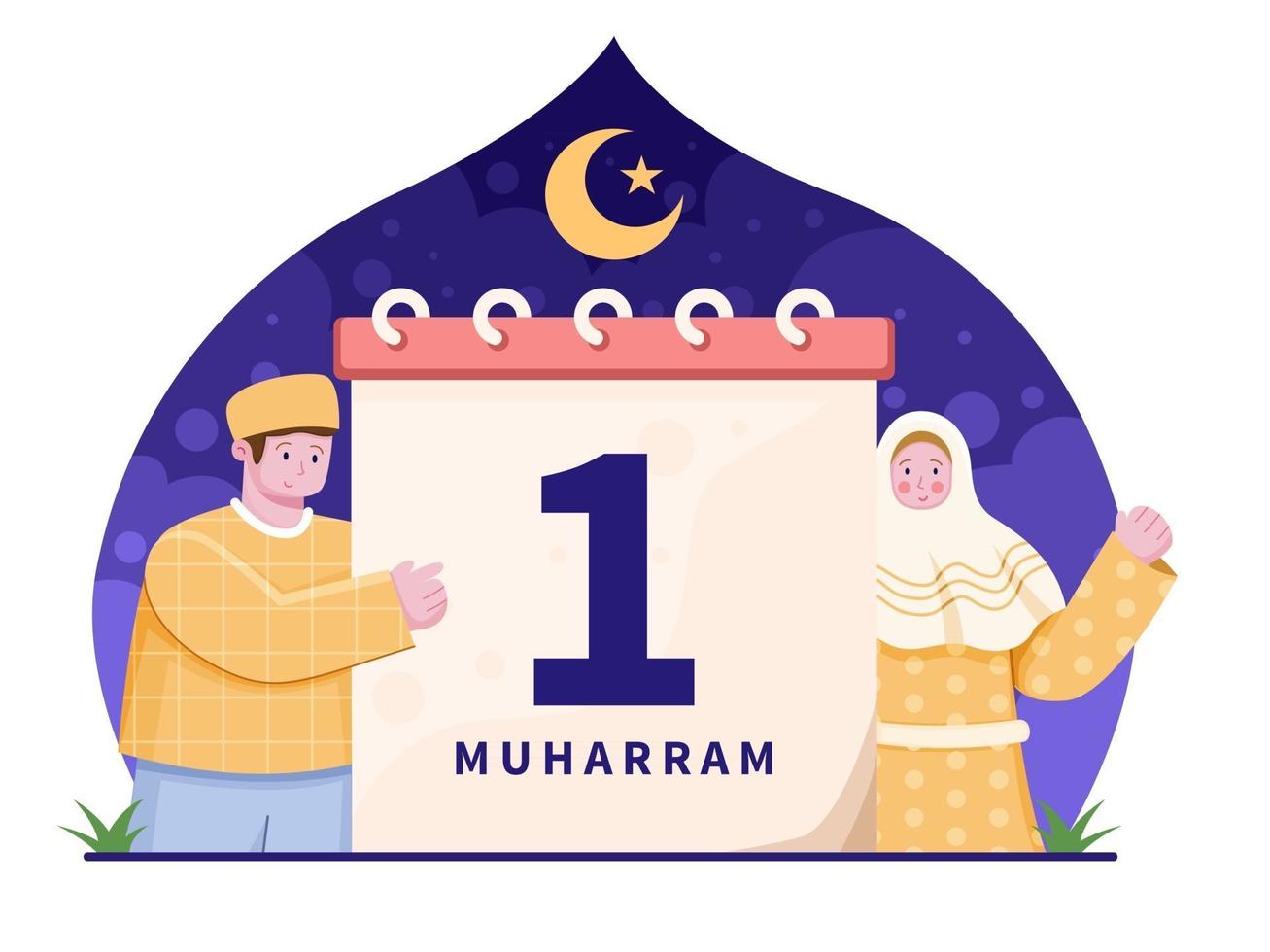 Muslime feiern islamisches Neujahr oder Hijr-Jahr 1. Muharram vektor