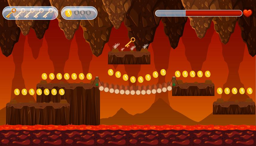 En Lava Cave Game Template vektor