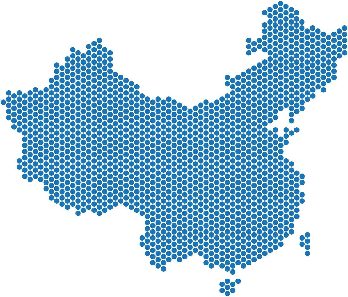 blå prick Kina karta på vit bakgrund vektor