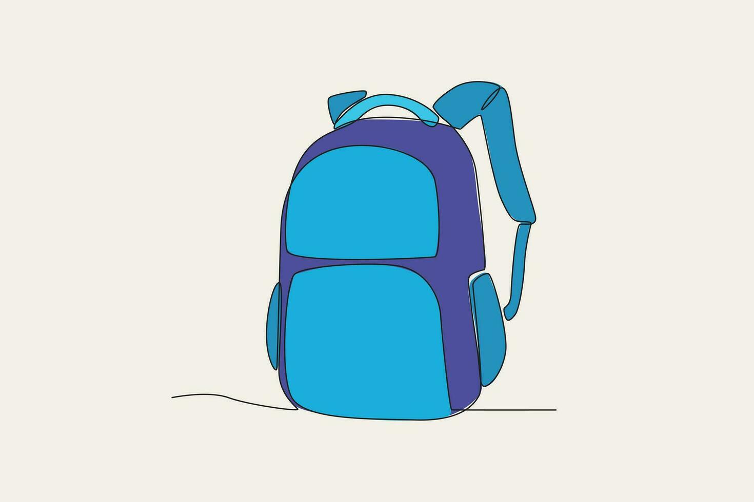 Färg illustration av en skolväska med många fickor vektor