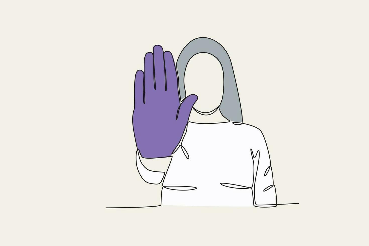 Färg illustration av en kvinna framställning en sluta våld tecken vektor