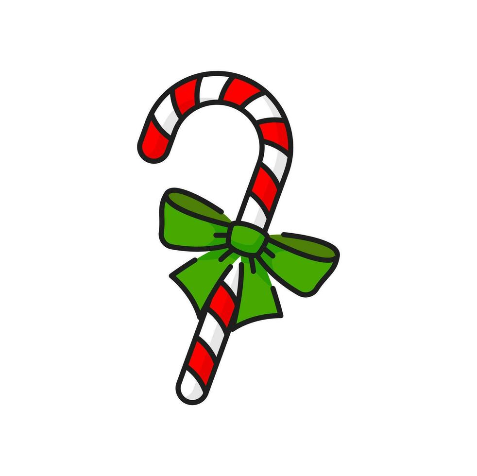 Süßigkeiten Stock gestreift Weihnachten Süßigkeiten Linie Symbol vektor