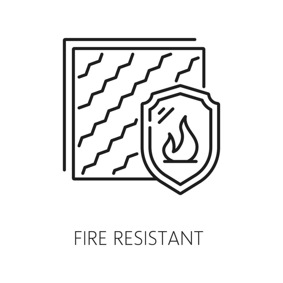 brand resistent, vägg termisk isolering linje ikon vektor