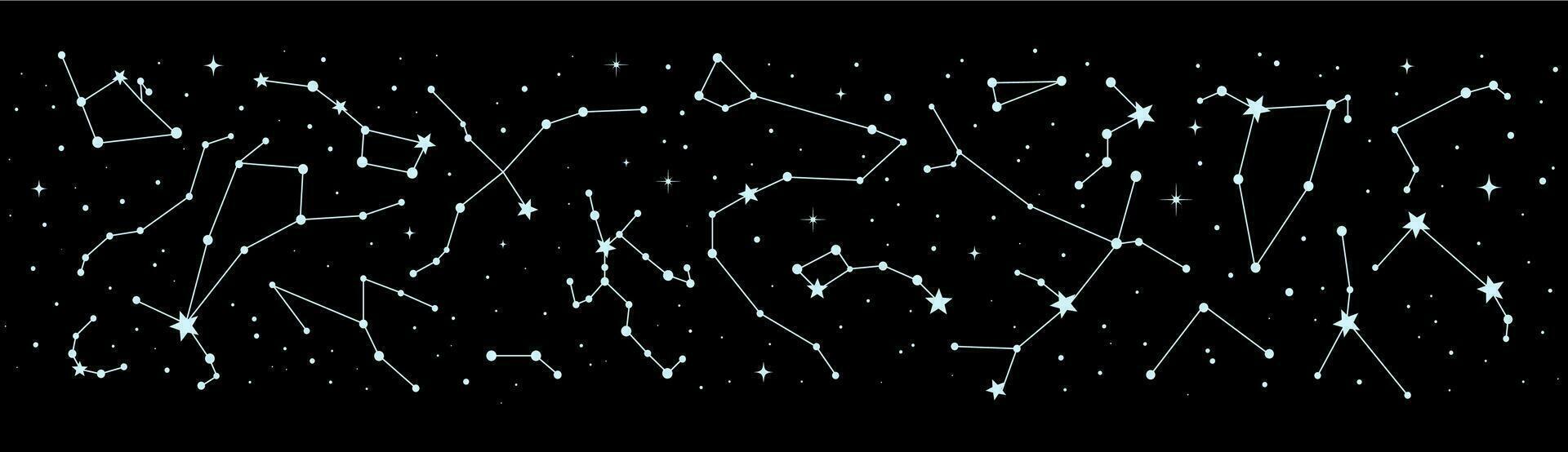 Sterne Konstellation auf Nacht Himmel Karte, Astrologie vektor