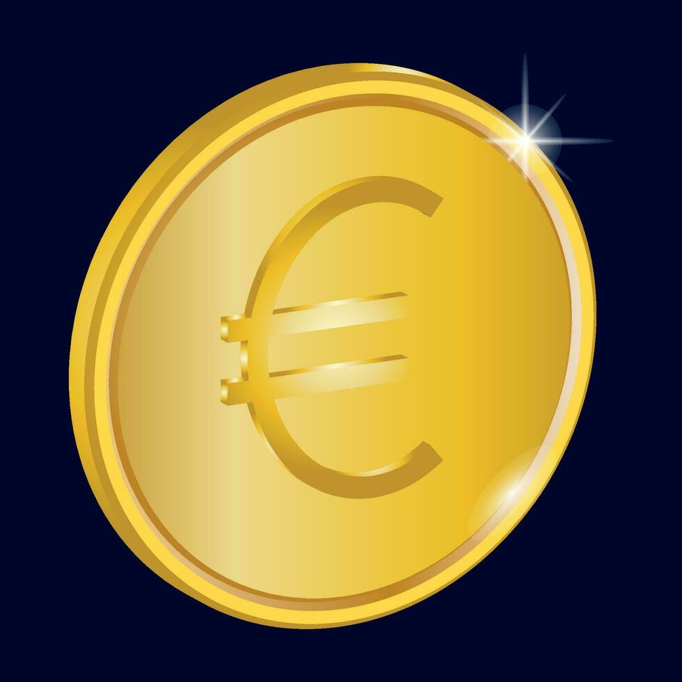 Euro golden Münze, Kryptowährung Konzept vektor
