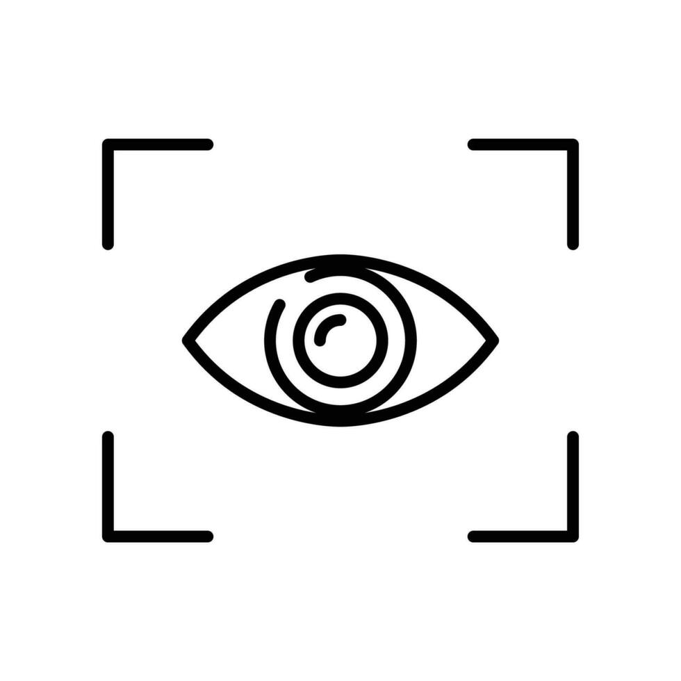 Auge Fokus Linie Symbol. Sucher, Auge Scan zum Sicherheit überprüfen. visuell Erkennung. Ziel Symbol zum Netz Seite? ˅ oder Handy, Mobiltelefon App Vektor Illustration. Design auf Weiß Hintergrund. eps 10