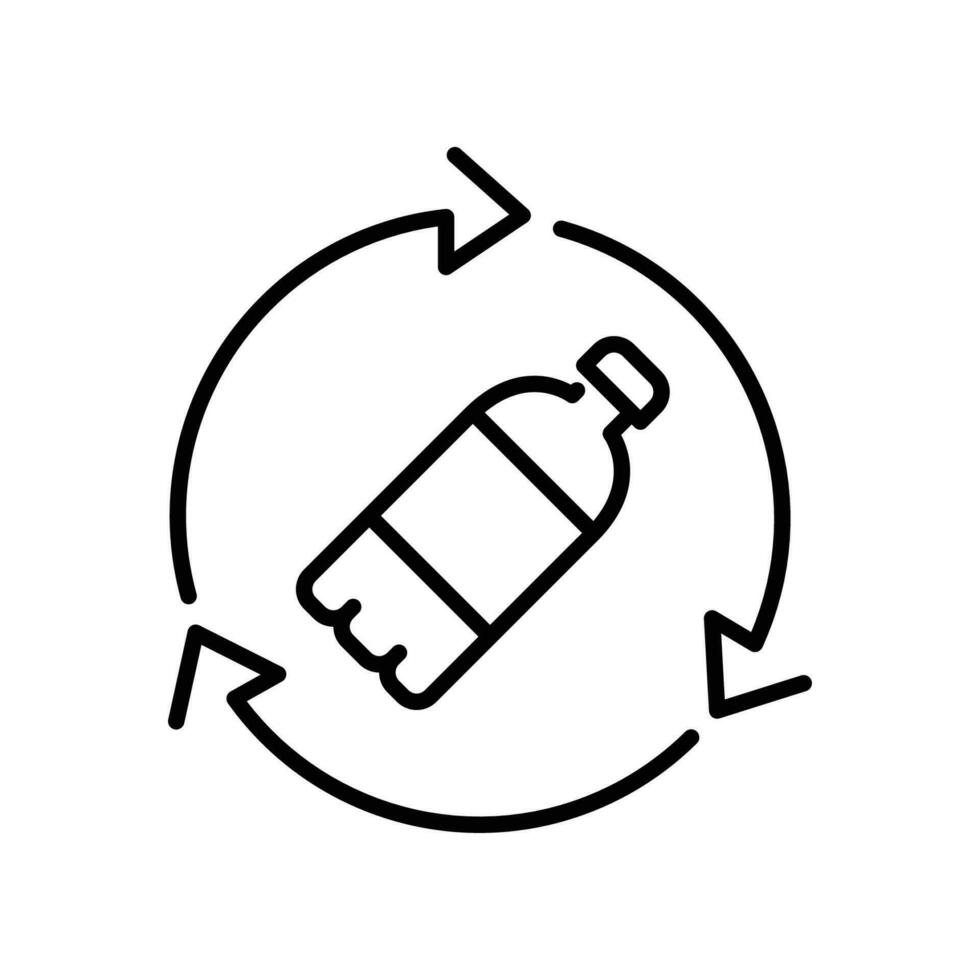 plast flaska återvinna ikon. återanvändbar flaska. återvinning förfogande och skräp bevarande begrepp för eco och grön eco livsstil. linje stil. vektor illustration. design på vit bakgrund. eps 10