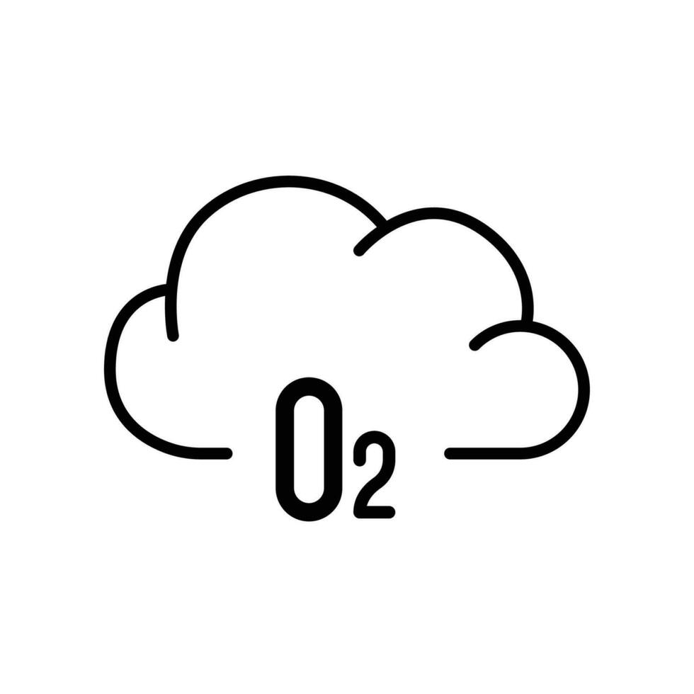 o2 moln syre ikon. kemi molekyler av syre gas utsläpp i clouds som atmosfär symbol för växthus begrepp, luft andetag material. vektor illustration. design på vit bakgrund. eps 10