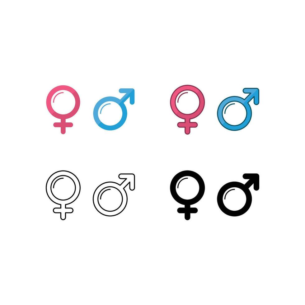 symbol av kvinna man, kvinna man, pojke flicka i heterosexuell kön. par relation. kön symbol i toalett. manlig och kvinna symbol ikon set.vektor illustration. design på vit bakgrund. eps10. vektor