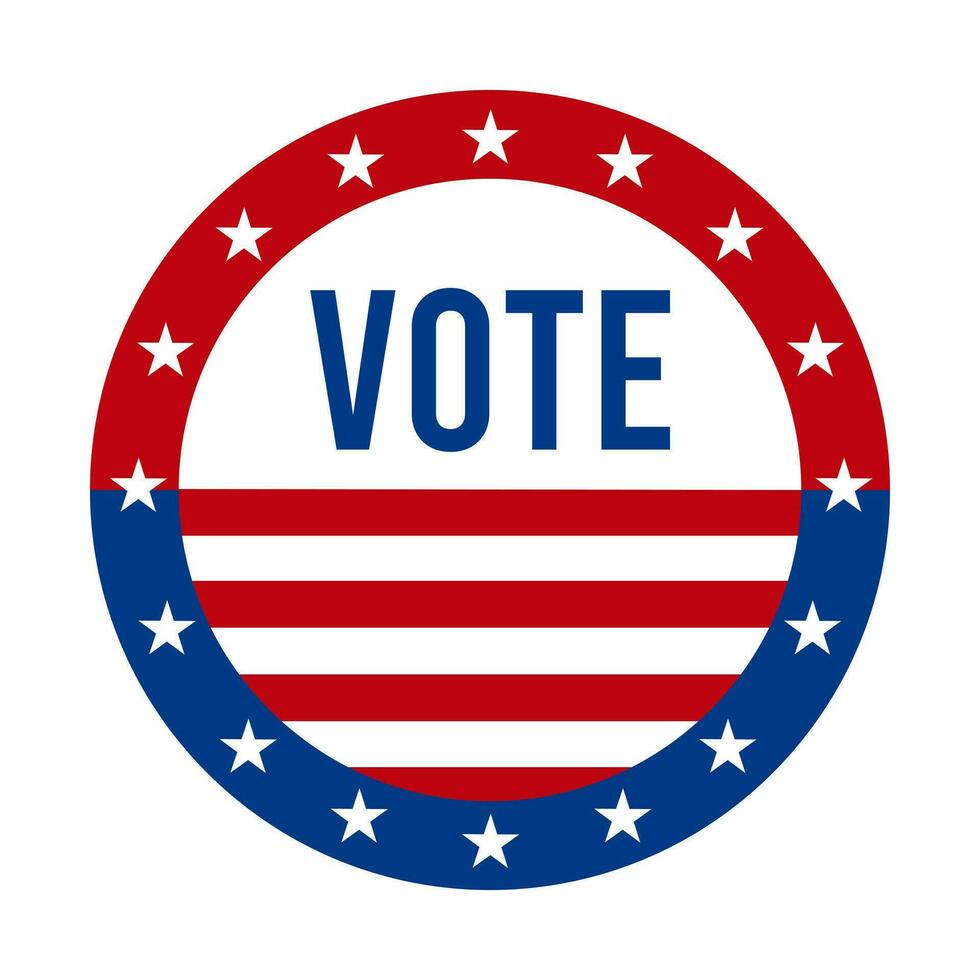 Präsidentschaftswahl Wahl Abstimmung Abzeichen - - vereinigt Zustände von Amerika. USA patriotisch Symbol - - amerikanisch Flagge. demokratisch republikanisch Unterstützung Stift, Emblem, Briefmarke oder Taste. vektor