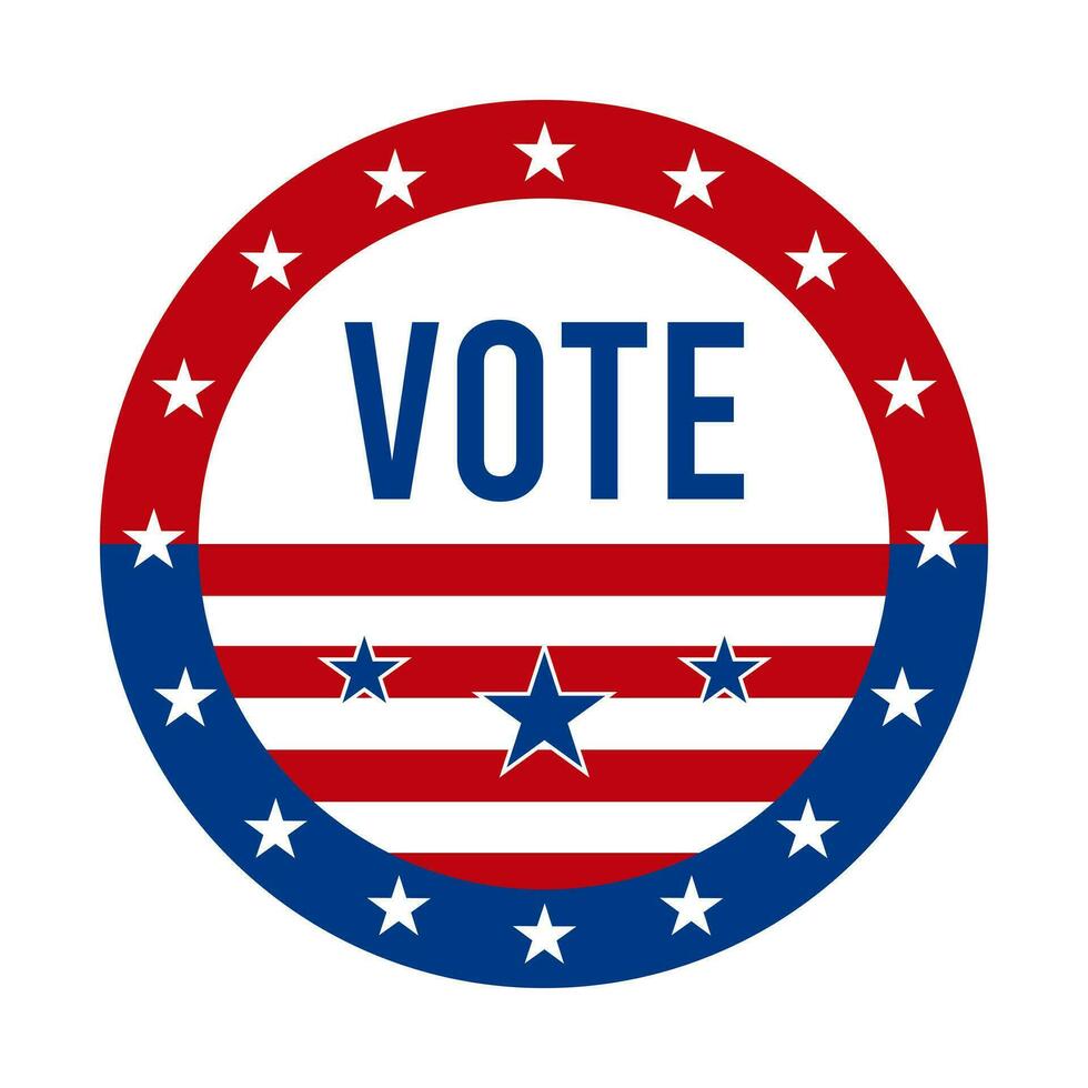 president- val rösta bricka - förenad stater av amerika. USA patriotisk symbol - amerikan flagga. demokratisk republikan Stöd stift, emblem, stämpel eller knapp. vektor