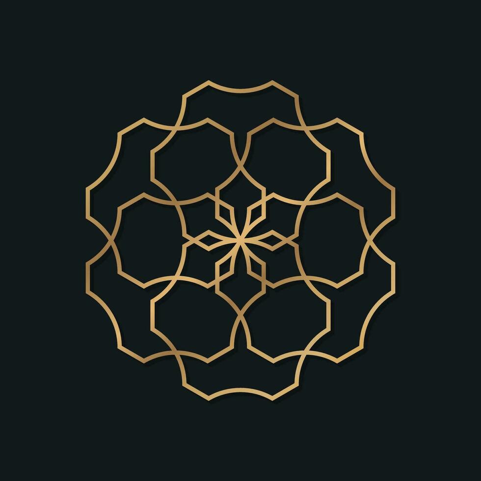 elegant gyllene mandala och dekorativ logotyp med arabicum stil vektor