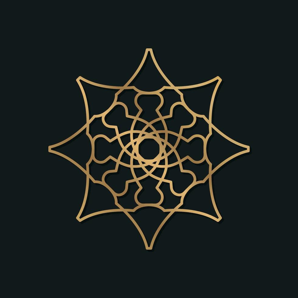 lyx mandala guld logotyp design dekorerad med abstrakt geometrisk former vektor