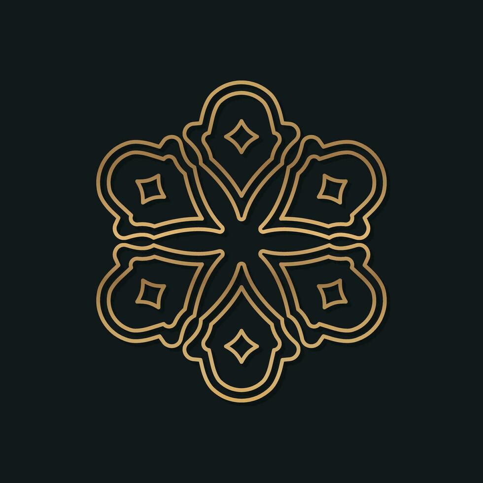 logotyp design dekorerad med mandala mönster i arabicum och islamic stil vektor