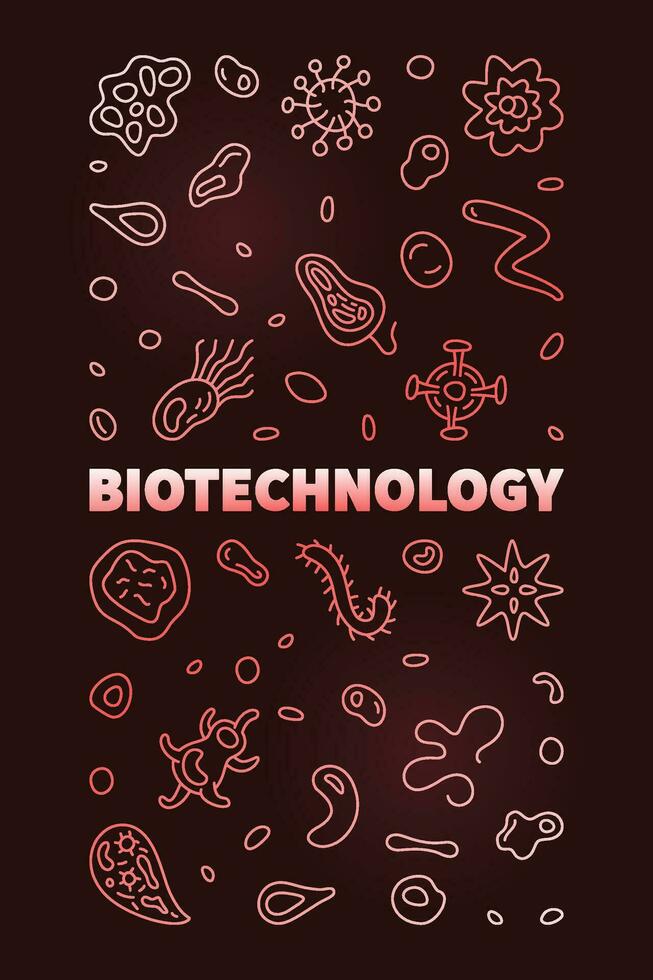 Biotechnologie Wissenschaft Konzept Linie Vektor Vertikale farbig Banner oder Illustration