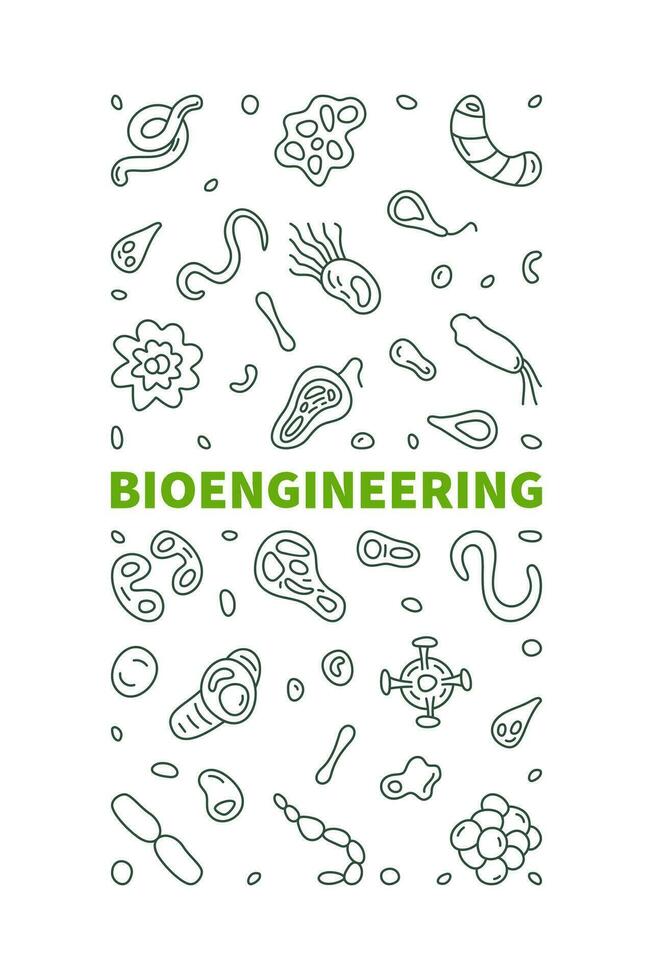 Biotechnik Vektor Wissenschaft Konzept Gliederung Vertikale Banner - - bio Ingenieurwesen Illustration