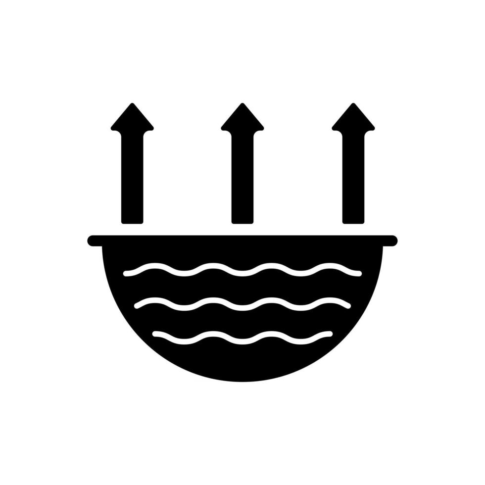 Wasserverdunstung Problem schwarzes Glyphensymbol vektor