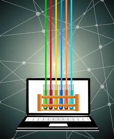 Vetenskapsteströr på datorskärmen vektor