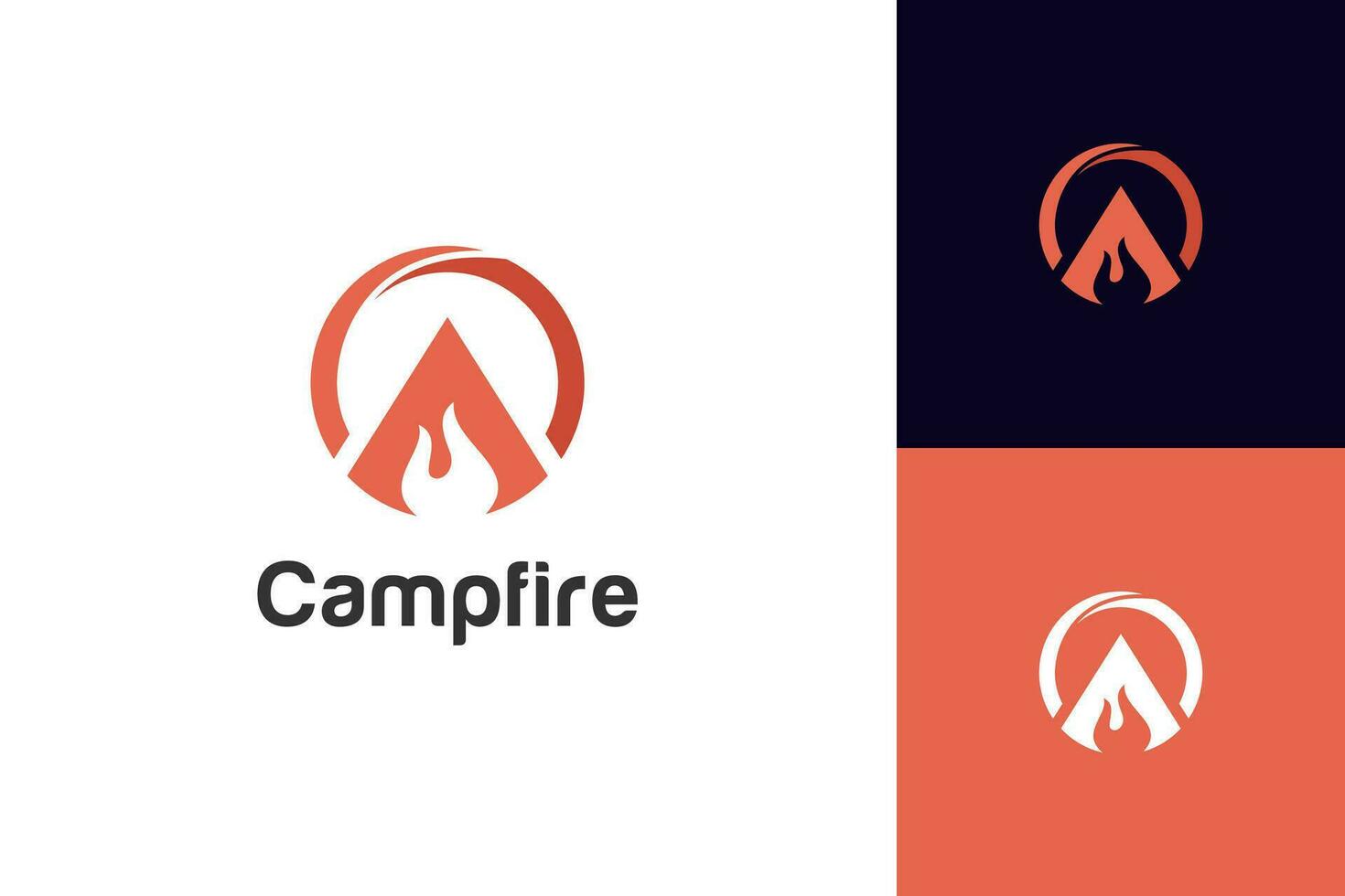 Lagerfeuer Lagerfeuer Logo Symbol Design Vektor Illustration mit Kreis gestalten