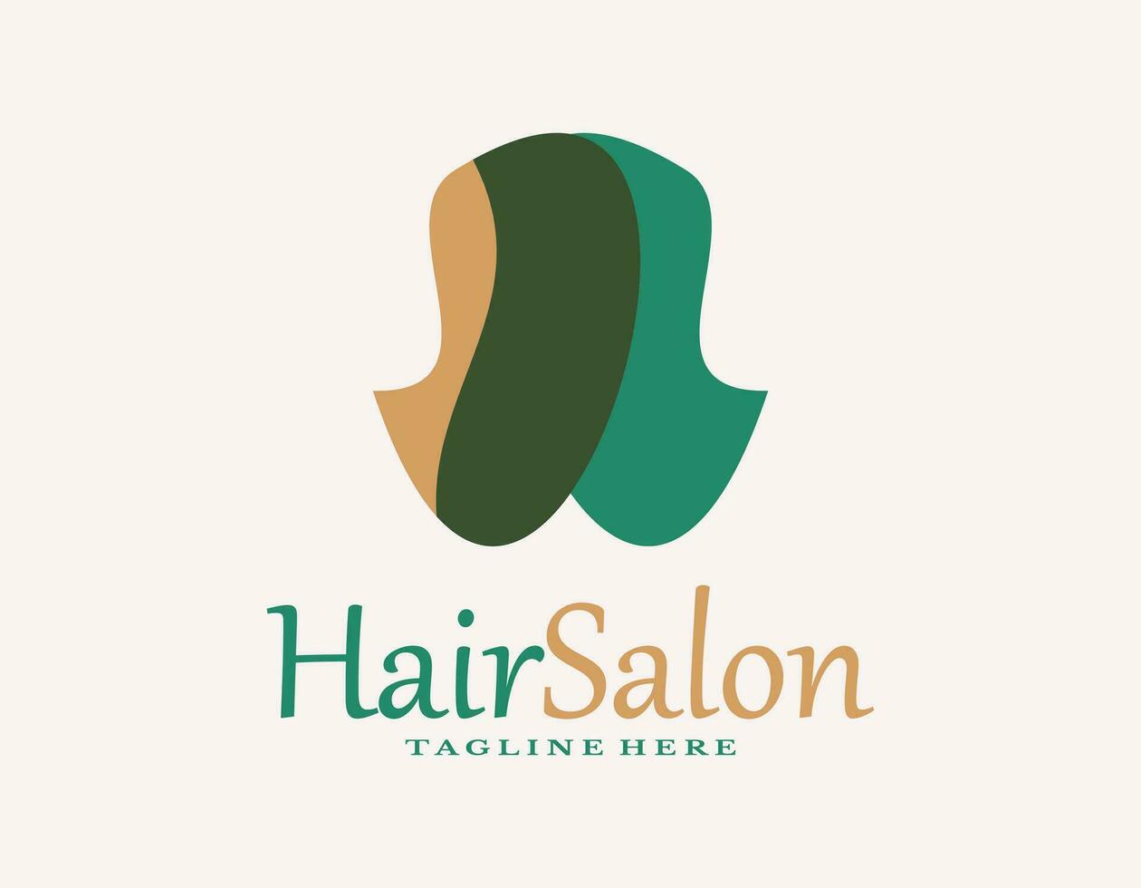 colorfully målad hår salong logotyp. enkel kreativ mode och skönhet ikon i tosca, grön, och brun. vektor
