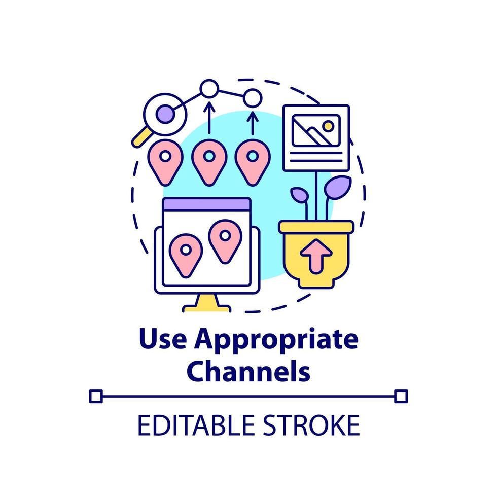 Verwenden Sie geeignete Kanäle für das Inhaltskonzeptsymbol vektor