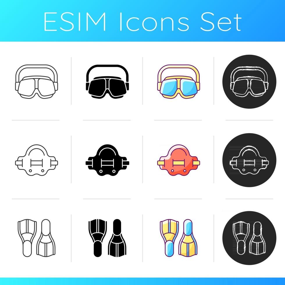 Schwimmbad liefert Icons Set vektor