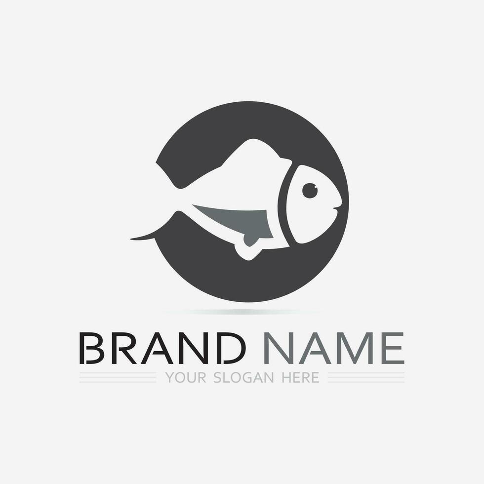 Fisch abstrakte Icon-Design-Logo-Vorlage, kreatives Vektorsymbol des Angelvereins oder Online-Shop. vektor