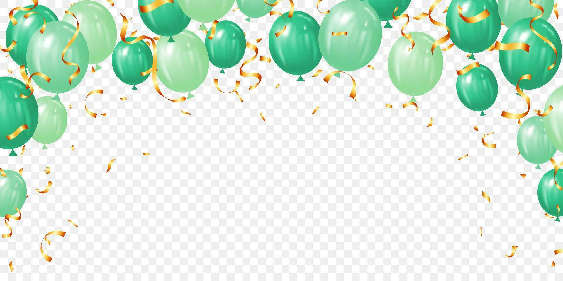 Feier Party Banner mit Grün Luftballons Hintergrund Vektor Illustration. Karte Luxus Gruß Design
