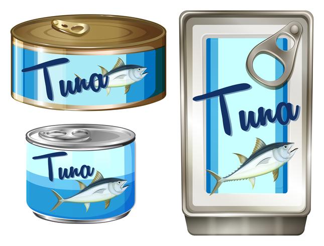 Tonfisk i tre olika paket vektor