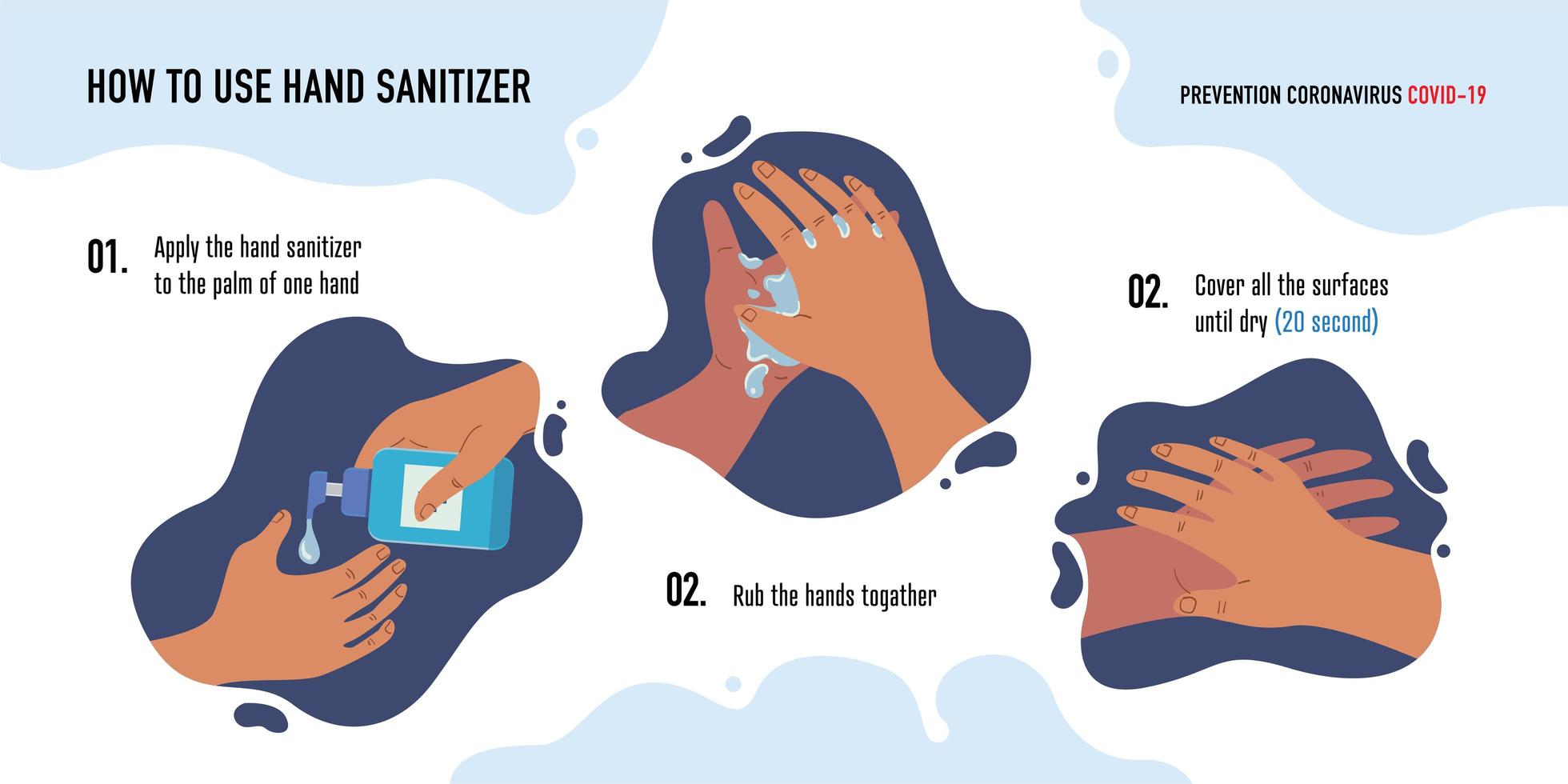 hur man använder handdesinfektionsmedel skyddar koronavirus, omslag-19 illustration vektor