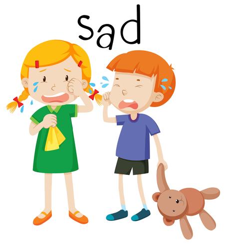 Två barn ledsna känslor vektor
